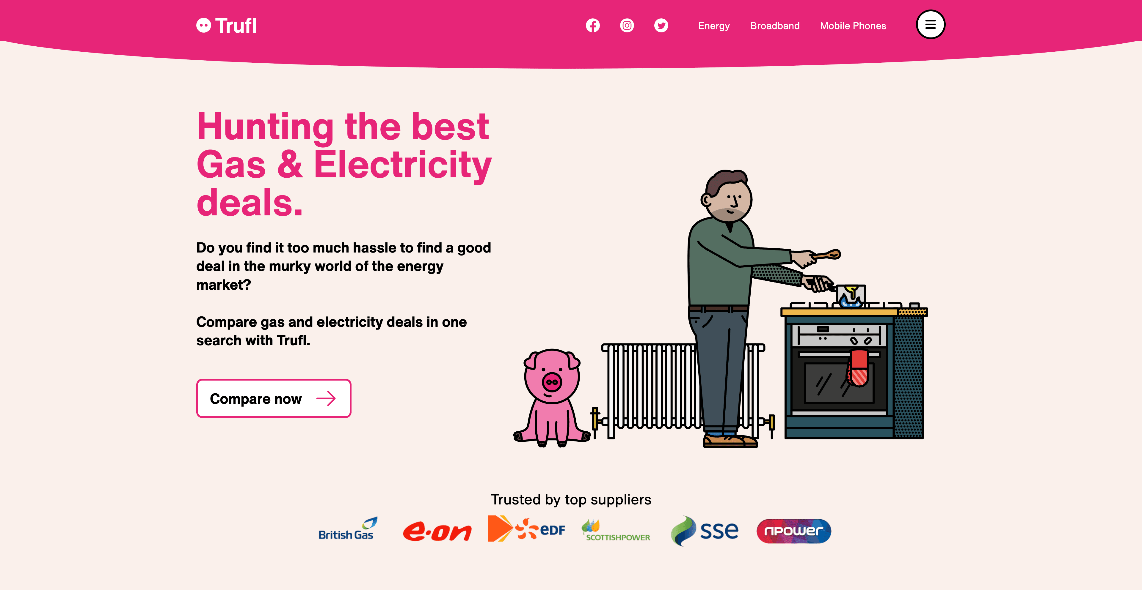 A screenshot of the energy page of trufl.com